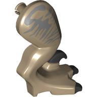 Animal Body Part, Dinosaur, Raptor Leg, Right, with Pin, Black Claws, Sand Blue Stripes (Dark Tan)