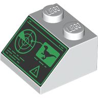 Brick Sloped 45° 2 x 2 with Computer Screen, Radar, Raptor Print (White)