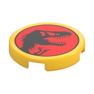 Tile Round 2 x 2 with Jurassic Park Logo Print (Yellow)