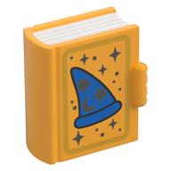 Duplo Book, Blue Wizard Hat, Silver Stars and Moons Print (Bright Light Orange)