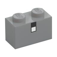 Brick 1 x 2 with Black and White Square Print (Light Bluish Gray)