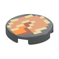 Tile Round 2 x 2 with Tan/Nougat/Orange/Medium Nougat Pixels Print (Dark Bluish Gray)