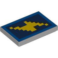Tile 2 x 3 with Pixelated Yellow Lightning Bolt on Dark Blue Background Print (Light Bluish Gray)
