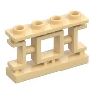 Fence 1 x 4 x 2 Ornamental Asian Lattice Square with 4 Studs (Tan)
