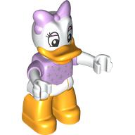 Duplo Figure with Short Sleeve Lavender Top with Silver Stars Print, White Arms, Lavender Bow - Bright Light Orange Legs (Daisy Duck) (Lavender)