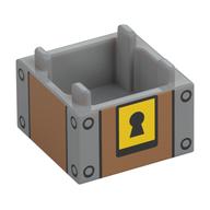 Container Box 2 x 2 x 1 Reinforced Bottom with Chest, Lock Print (Light Bluish Gray)