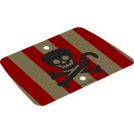 Sail Trapezoid with Red Stripes, Black Skull and Bones/Hook Print (Tan)