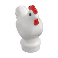 Animal, Chicken with Red Comb Pattern, Black Eyes, White Pupil Print (White)