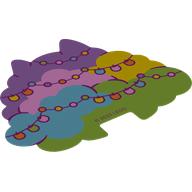 Tree Top, Lavender, Bright Pink, Yellow, Dark Azure, and Bright Green, with String Lights Print (Trans-Clear)