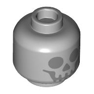 Minifig Head Skeleton, Dark Bluish Skull Face Print (Light Bluish Gray)