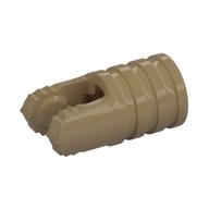 Hinge Cylinder 1 x 2 Locking with 2 Click Fingers and Axle Hole, 7 Teeth (Dark Tan)