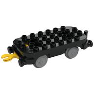 Duplo Train Base 4 x 8 with Light Bluish Gray Train Wheels and Yellow Moveable Hook (New Version) (Black)
