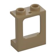 Window 1 x 2 x 2 Plane, Hollow Studs, Single Hole Top and Bottom for Glass (Dark Tan)