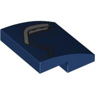 Brick Curved 2 x 2 x 2/3 with Silver Armour Print (Dark Blue)