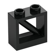 Fence 1 x 2 x 1 2/3 with 45° Diagonal Bar (Black)