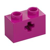 Technic Brick 1 x 2 with Axle Hole Type 1 [+ Opening] and Bottom Pin (Magenta)