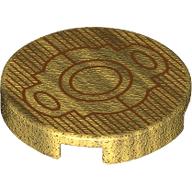 Tile Round 2 x 2 with Dark Orange Belt Buckle Print (Pearl Gold)