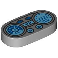 Tile Round 1 x 2 with Dashboard, Speedometer Print (Light Bluish Gray)