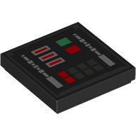 Tile 2 x 2 with Red/Green Buttons, Control Panel Print (Black)