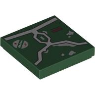 Tile 2 x 2 with Light Bluish Grey Armor Print (Dark Green)