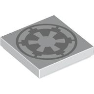 Tile 2 x 2 with Light Bluish Grey Empire Logo Print (White)