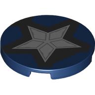 Tile Round 3 x 3 with Silver Star Print (Dark Blue)