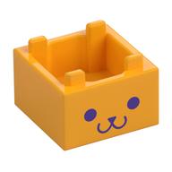 Container Box 2 x 2 x 1 Reinforced Bottom with Dark Purple Animal Face Print (Bright Light Orange)