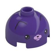 Brick Round 2 x 2 Dome Top, Vented Stud with Face, Bright Pink Nose Print (Dark Purple)