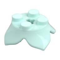 Plant, Leaves, Round 2 x 2 x 2/3 with + Axle Hole and 4 Leaf Extensions (Light Aqua)