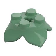 Plant, Leaves, Round 2 x 2 x 2/3 with + Axle Hole and 4 Leaf Extensions (Sand Green)