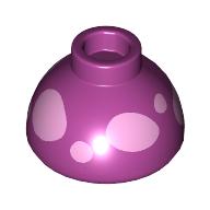 Brick Round 1.5 x 1.5 Dome Top with Metallic Pink Spots Print (Magenta)