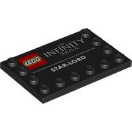 Plate Special 4 x 6, Studs on 3 Edges with LEGO Logo, 'THE INFINITY SAGA' and 'STAR-LORD' Print (Black)
