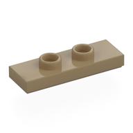 Plate Special 1 x 3 with 2 Studs with Groove and Inside Stud Holder (Jumper) (Dark Tan)