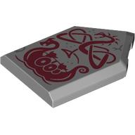 Tile Special 2 x 3 Pentagonal with Dark Red Coiled Snake, Viking Ship Print (Light Bluish Gray)