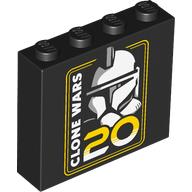 Brick 1 x 4 x 3 with 'CLONE WARS 20;, Clone Trooper Helmet Print (Black)