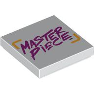 Tile 2 x 2 with Magenta 'MASTER PIECE' Print (White)