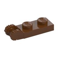 Hinge Plate 1 x 2 Locking with 2 Fingers On End, without Groove, 7 Teeth (Reddish Brown)