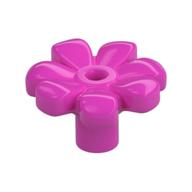 Plant, Flower, Minifig Accessory with 7 Thick Petals and Pin, Center Ring (Dark Pink)