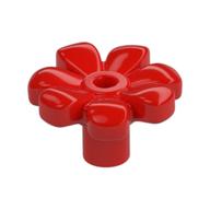 Plant, Flower, Minifig Accessory with 7 Thick Petals and Pin, Center Ring (Red)