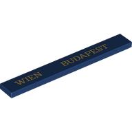 Tile 1 x 8 with Gold 'WIEN BUDAPEST' Print (Dark Blue)