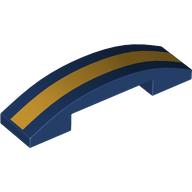 Brick Curved 4 x 1 Double, No Studs with Gold Stripe Print (Dark Blue)