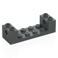 Brick Special 2 x 6 x 1 1/3 with Axle Holes and 2 x 4 Recessed, Ridges at Underside (Dark Bluish Gray)