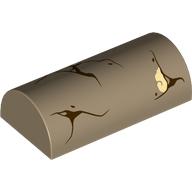 Brick Curved 2 x 4 Double, No Studs, with Cracked Marbeled Column Print (Dark Tan)