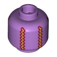 Minifig Head (No Face), Gold and Dark Red Zigzag Lines Print (Purse) (Medium Lavender)