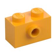 Brick Special 1 x 2 with 1 Center Stud on 1 Side, Bottom Stud Holder (Bright Light Orange)