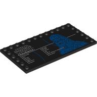 Plate Special 6 x 12, Studs on 3 Edges with 'STAR WARS Chewbacca', Stats Print (Black)
