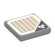 Tile 2 x 2 with White Key on Black Triangle and Barcode Print (Sticker) (Light Bluish Gray)