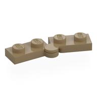 Hinge Plate 1 x 4 Swivel Top / Base - Hollow Clip [Complete Assembly] (Dark Tan)