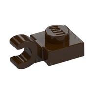 Plate Special 1 x 1 with Clip Horizontal [Thick Open O Clip] (Dark Brown)