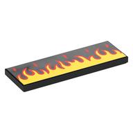 Tile 2 x 6 with Red and Yellow Flames Print (Black)